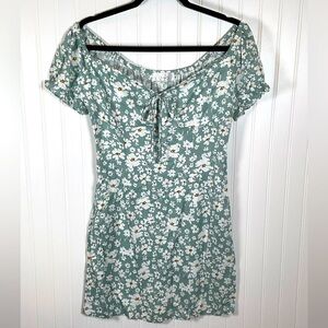 Daydream Daisy Mini Sundress with Puff Sleeves in Light Blue, Size Medium